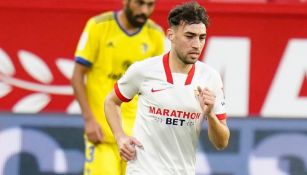 Munir El Haddadi durante un duelo con Sevilla 