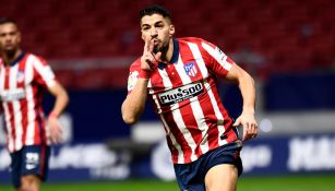 Luis Suárez festeja un gol con el Atlético de Madrid 