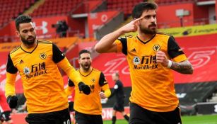 Rubén Neves en festejo con Wolverhampton