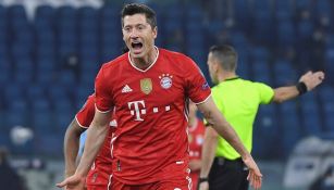 Lewandowski celebrando un gol con el Bayern Munich