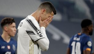 Cristiano Ronaldo reacciona durante partido de la Juventus frente al Porto