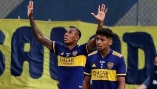 Sebastián Villa tras anotar gol a favor de Boca Juniors