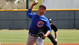 Jesús Camargo en un partido con los Cubs en la Ligas Menores