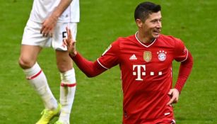 Robert Lewandowski tras anotar su tercer gol del partido