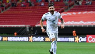 Alexis Vega celebrando un gol con el Tri Preolímpico