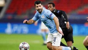 Sergio Agüero, en acción con el Manchester City