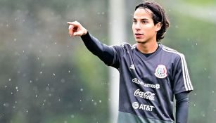 Diego Lainez, en un entrenamiento del Tri