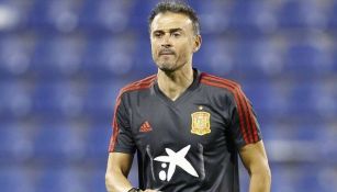 Luis Enrique en un entrenamiento de España