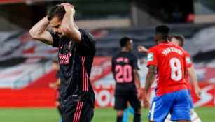 Federico Valverde reacciona durante encuentro del Real Madrid frente a Granada