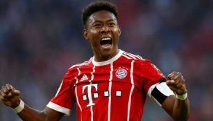 David Alaba festeja una anotación con el Bayern Munich 