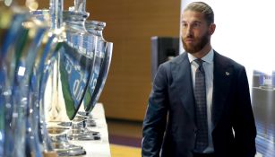 Sergio Ramos durante su despedida del Real Madrid 