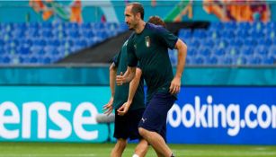 Chiellini en un entrenamiento con Italia