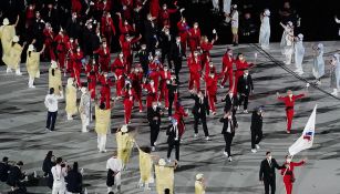 Parte del desfile de los atletas en la ceremonia inaugural