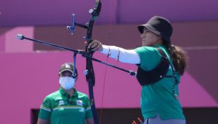 Alejandra Valencia, en acción en el campo de Tiro Yumenoshima 