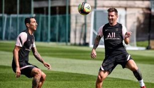 Di María y Messi entrenando juntos