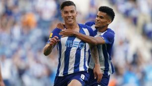 Matheus Uribe y Luis Díaz festejando un gol a favor del Porto