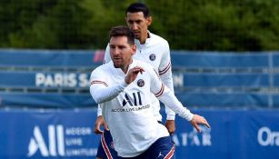 Lionel Messi durante un entrenamiento con el PSG