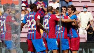 Jugadores del Barcelona celebrando un gol