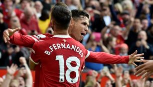 Cristiano Ronaldo y Bruno Fernandes festejando un gol a favor del United