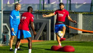 Agüero y Dembélé regresaron a los entrenamientos del Barça