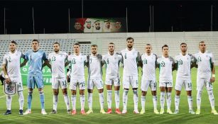 Jugadores de Argelia previo a un partido