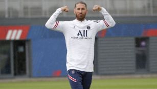 Sergio Ramos durante entrenamiento del PSG