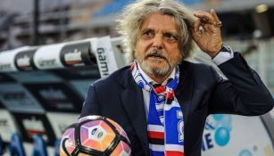 Massimo Ferrero previo a un juego de la Sampdoria en la Serie A