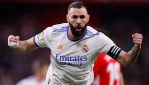 Karim Benzema tras anotar gol ante Athletic Club