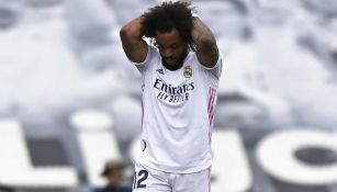 Marcelo durante un duelo con el Real Madrid