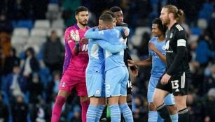 Jugadores del Manchester City en festejo 