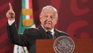 AMLO durante conferencia de prensa en Palacio Nacional 