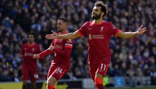 Mohamed Salah festeja una anotación 