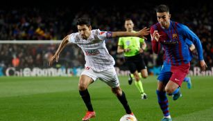 Ferran Torres durante un partido con Barcelona