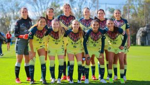 Jugadoras del América previo a partido de la Liga MX Femenil