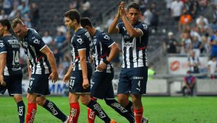 Luis Romo en celebración de gol con Rayados