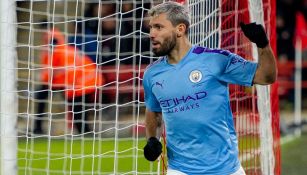 Sergio Agüero durante un partido con el Manchester City