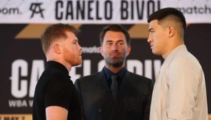 Canelo y Bivol cuando anunciaron su pelea 