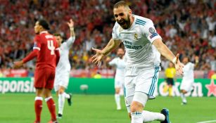 Benzema, en festejo de gol con Real Madrid