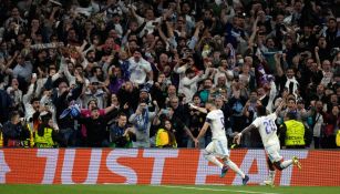 Benzema celebrando la remontada del Real Madrid