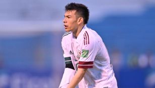 Hirving Lozano en un partido de la Selección Mexicana