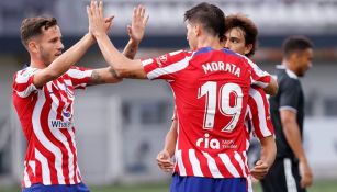 Jugadores de Atlético en festejo de gol