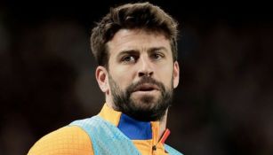 Piqué en el calentamiento con el Barcelona