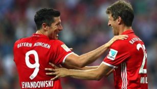 Lewandowski y Müller en el Bayern Munich