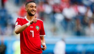 Hakim Ziyech en acción con Marruecos