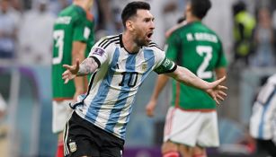 Messi celebra con Argentina vs México en Qatar 2022