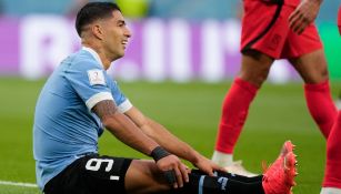 Luis Suárez en un partido de Uruguay en Qatar 2022