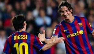 Messi y Zlatan cuando jugaban en el Barça