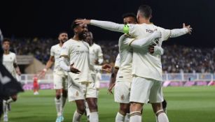 Cristiano Ronaldo celebrando su triplete en la Superliga Árabe