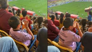 Niño es captado bebiendo cerveza en partido de la Liga de Expansión