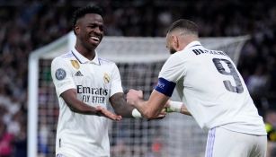 Vinicius y Benzema en festejo de gol